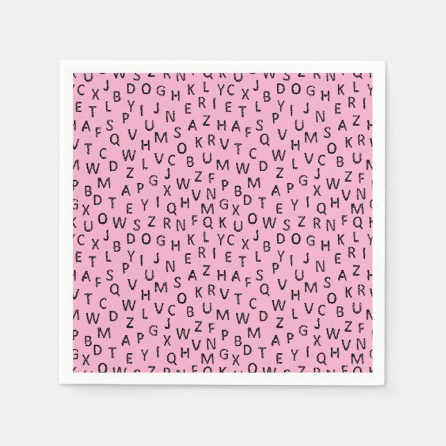 Minimal Black Pink Alphabet Pattern  Serviette (Vorderseite)