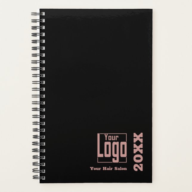 Minimal Black Pink Hair Stylist Terminkalender Planer (Vorderseite)