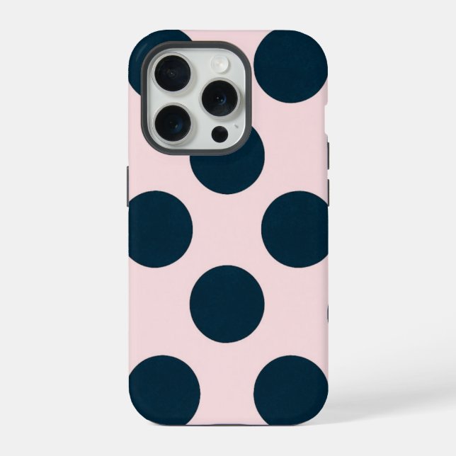 Minimal Black Polka Dot Pattern iPhone 15 Pro Hülle (Rückseite)