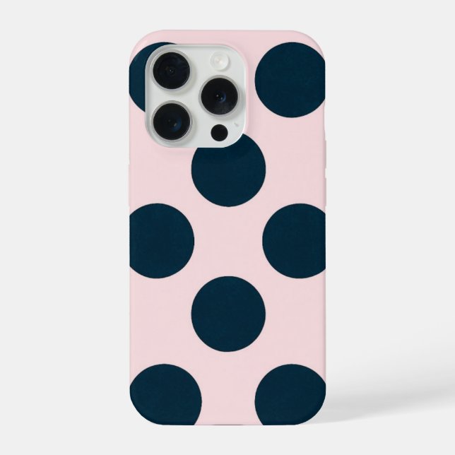 Minimal Black Polka Dot Pattern iPhone 15 Pro Hülle (Rückseite)