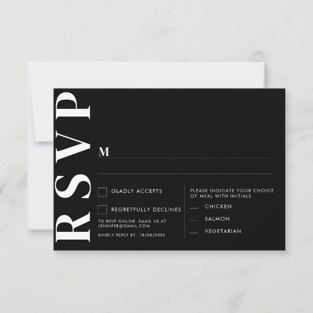 Minimal Black Wedding RSVP Card Einladung (Vorderseite)