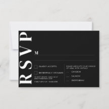 Minimal Black Wedding RSVP Card