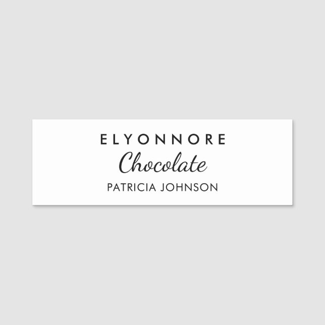 Minimal Black White Custom Staff Namensschild (Vorderseite)