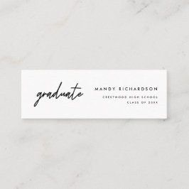 Minimal Black & White Graduation Name Card Insert Mini Visitenkarte