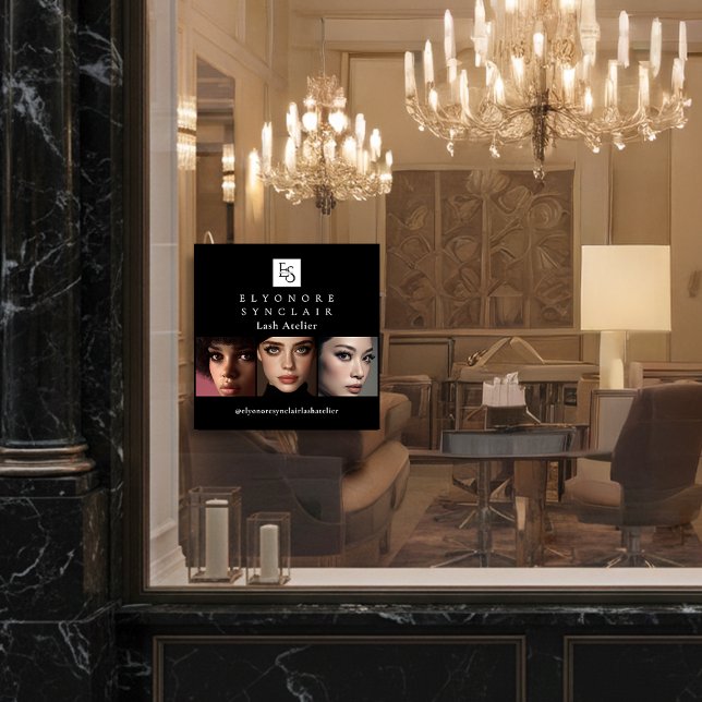 Minimal Black White Script Lash Photo Logo Fensteraufkleber (Von Creator hochgeladen)