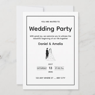 Minimal Black & White Wedding Invitation Einladung
