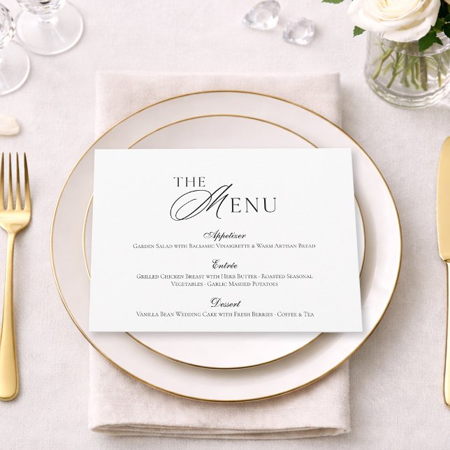 Minimal Black & White Wedding Menu card Einladung (Von Creator hochgeladen)