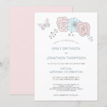 Minimal Bläsernbutterfly Blue Pink Virtual Wedding