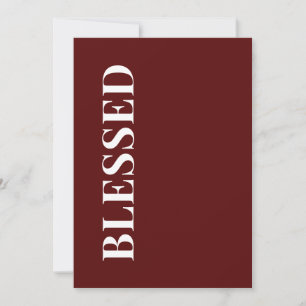 Minimal BLESSED   Carte de vœux Deep Red Holiday