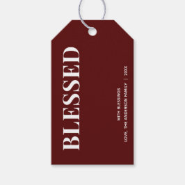 Minimal BLESSED | Deep Red Holiday Geschenkanhänger