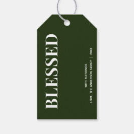 Minimal BLESSED | Forest Green Holiday Geschenkanhänger