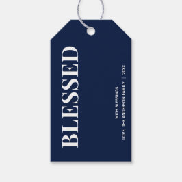 Minimal BLESSED | Navy Blue Holiday Geschenkanhänger