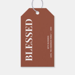 Minimal BLESSED | Terracotta Holiday Geschenkanhänger