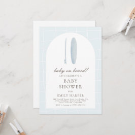 Minimal Blue Baby on Board Baby Dusche Einladung