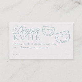 Minimal Blue Boy Baby Shower Diaper Raffle Begleitkarte