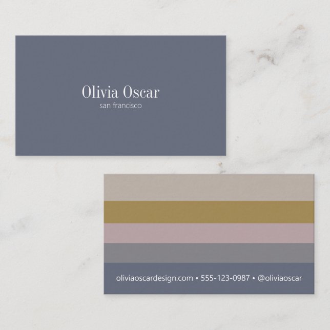 Minimal Blue Gray Ochre Elegante Visitenkarte (Vorne/Hinten)