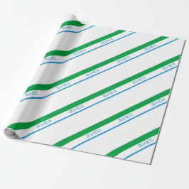 Minimal Blue Green Large Stripe japanischer Text Geschenkpapier
