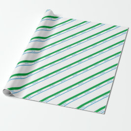 Minimal Blue Green Medium Stripe japanischer Text Geschenkpapier