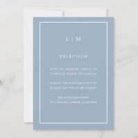Minimal Blue Monogram Simple Elegante Wedding