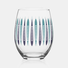 Minimal Blue Retro Inspiriert Weinglas Ohne Stiel