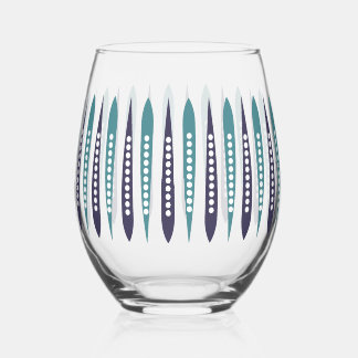 Minimal Blue Retro Inspiriert Weinglas Ohne Stiel