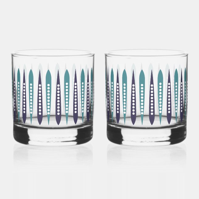 Minimal Blue Retro Inspiriert Whiskyglas (Vorderseite)