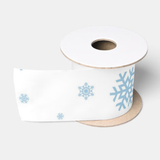 Minimal Blue Snowflakes Holiday Satin Ribbon Satinband