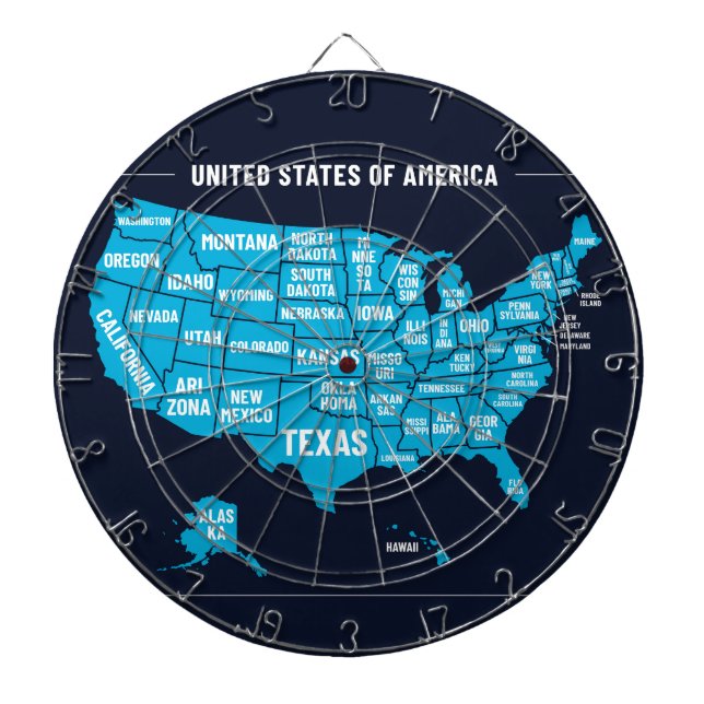 Minimal Blue United States Map Illustration Dartscheibe (vorne)