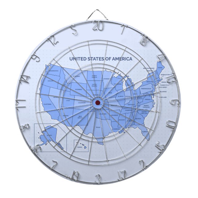 Minimal Blue United States Map Illustration Dartscheibe (vorne)