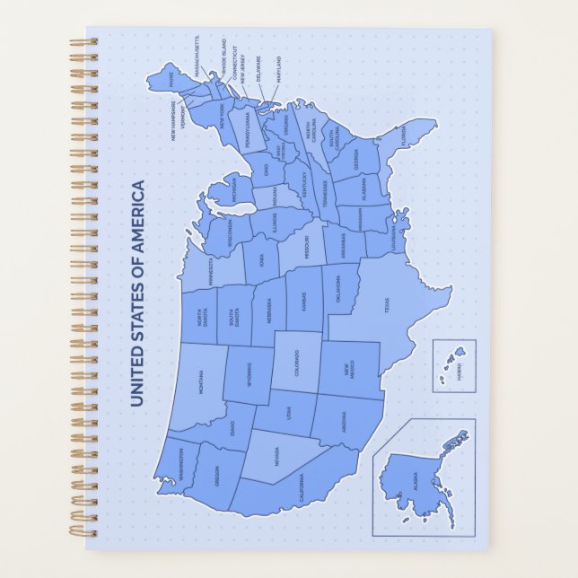 Minimal Blue United States Map Illustration Planer (Vorderseite)