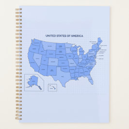 Minimal Blue United States Map Illustration Planer