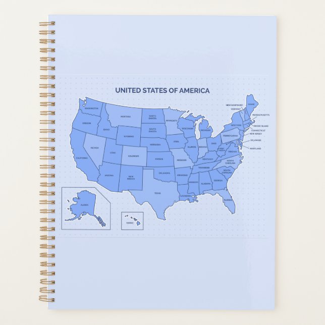 Minimal Blue United States Map Illustration Planer (Vorderseite)
