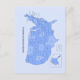 Minimal Blue United States Map Illustration Postkarte