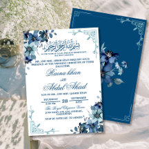 Minimal Blue White Floral Islamische Hochzeit I
