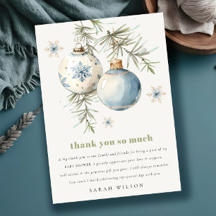 Minimal Blue Winter Weihnachten Babydusche Dankeskarte