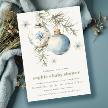 Minimal Blue Winter Weihnachten Babydusche