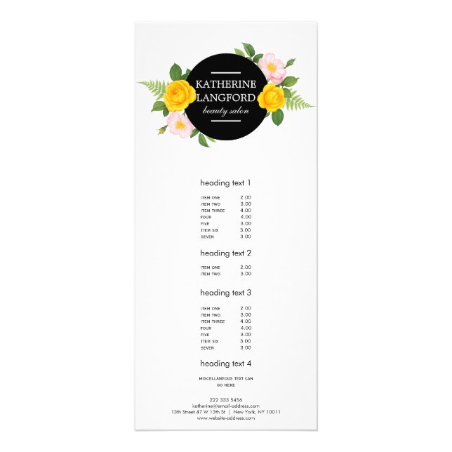Minimal Blumenkranz Schönheitssalon Lichtash Werbekarte (Vorne)