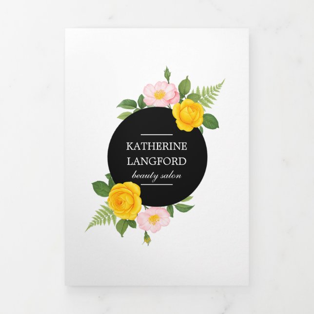 Minimal Blumenstrauß Beauty Salon Business Suite Dreifach Gefaltete Karte (Cover)