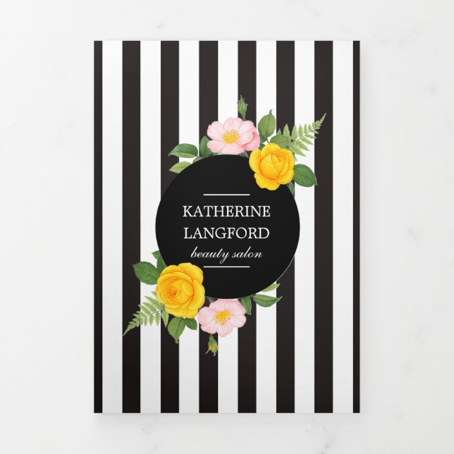 Minimal Blumenstrauß Beauty Salon Business Suite Dreifach Gefaltete Karte (Cover)