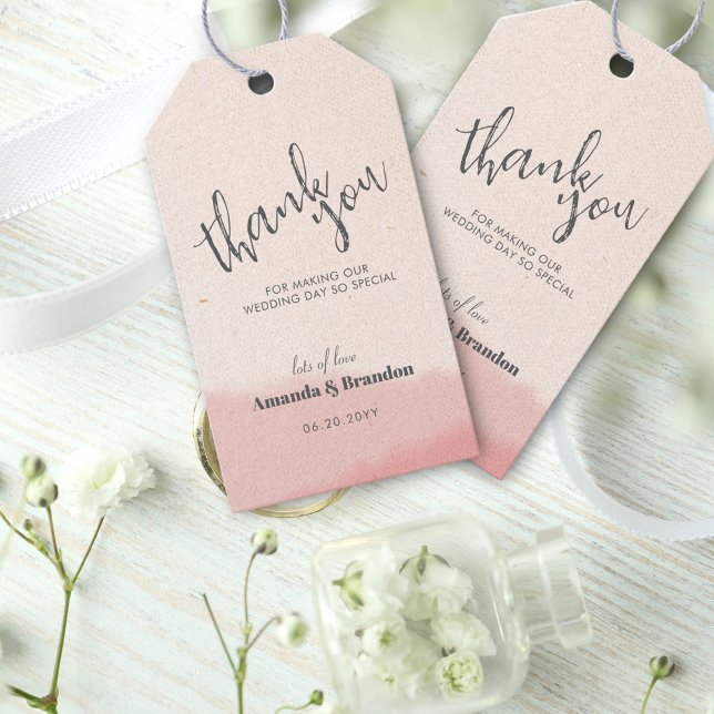 Minimal Blush Bloom Bold Script Hochzeit Vielen Da Geschenkanhänger (Von Creator hochgeladen)