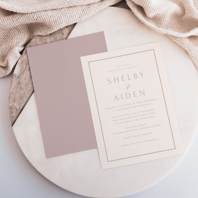 Minimal Blush Elegante Moderne Hochzeit Einladung (Von Creator hochgeladen)