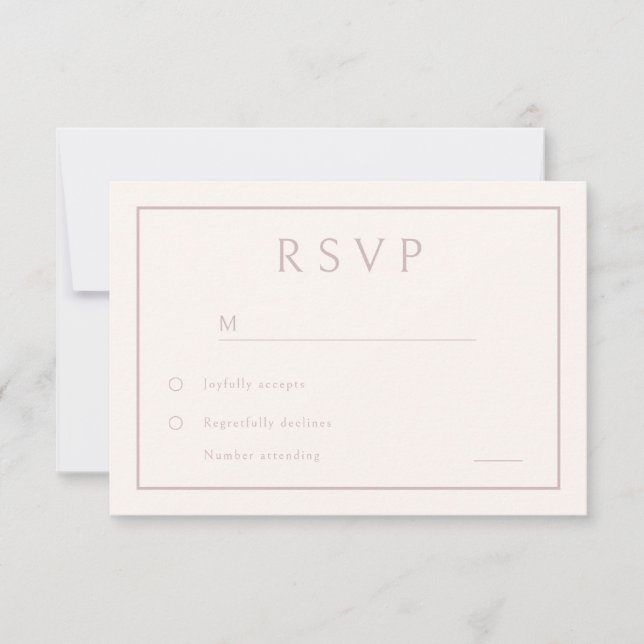 Minimal Blush Elegante Moderne Hochzeit RSVP Karte (Vorderseite)
