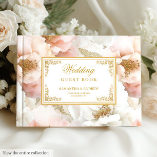 Minimal Blush Gold Watercolor Wedding Guest Book Gästebuch