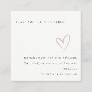 Minimal Blush Heart Logo Vielen Dank für Ihre Bes Quadratische Visitenkarte