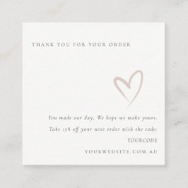 Minimal Blush Heart Logo Vielen Dank für Ihre Best Quadratische Visitenkarte