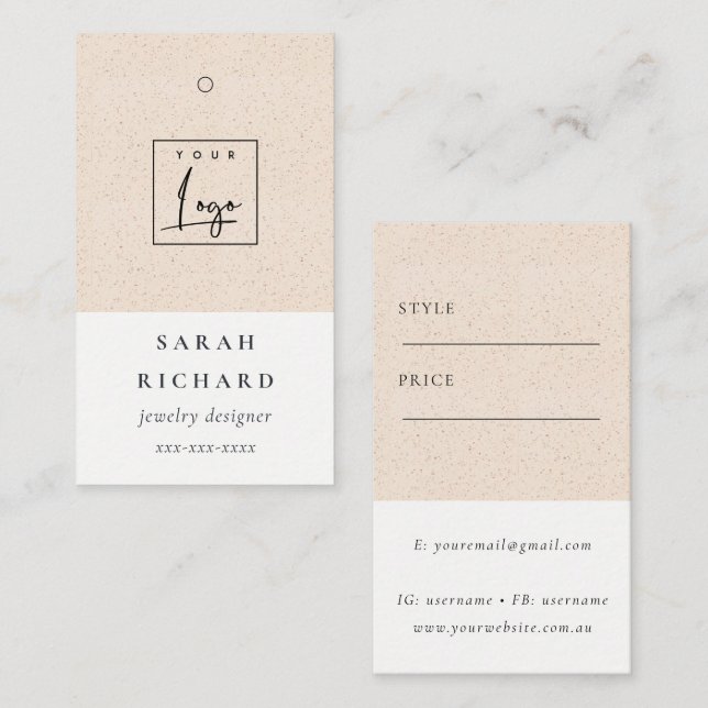 Minimal-Blush-Keramik Texture-Preis-Logo Visitenkarte (Vorne/Hinten)