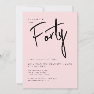 Minimal Blush Pink 40. 40. Geburtstag Einladung