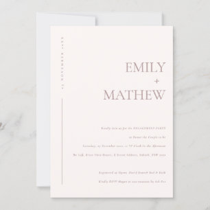 MINIMAL BLUSH PINK PEACH TYPOGRAPHIE VERLOBUNG EINLADUNG