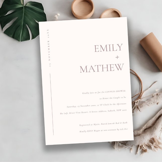 MINIMAL BLUSH PINK PEACH TYPOGRAPHY COUPLES SHOWER EINLADUNG (Von Creator hochgeladen)