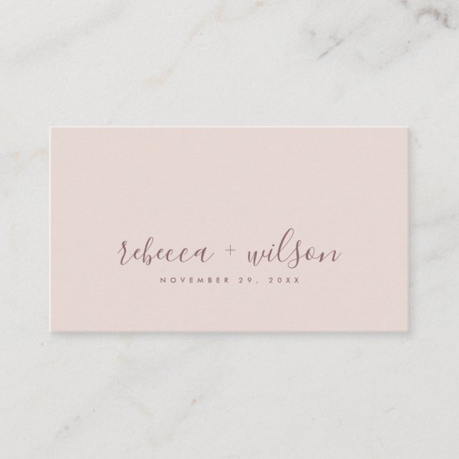 MINIMAL BLUSH PINK TYPOGRAPHY WEDY DANKE VISITENKARTE (Vorderseite)